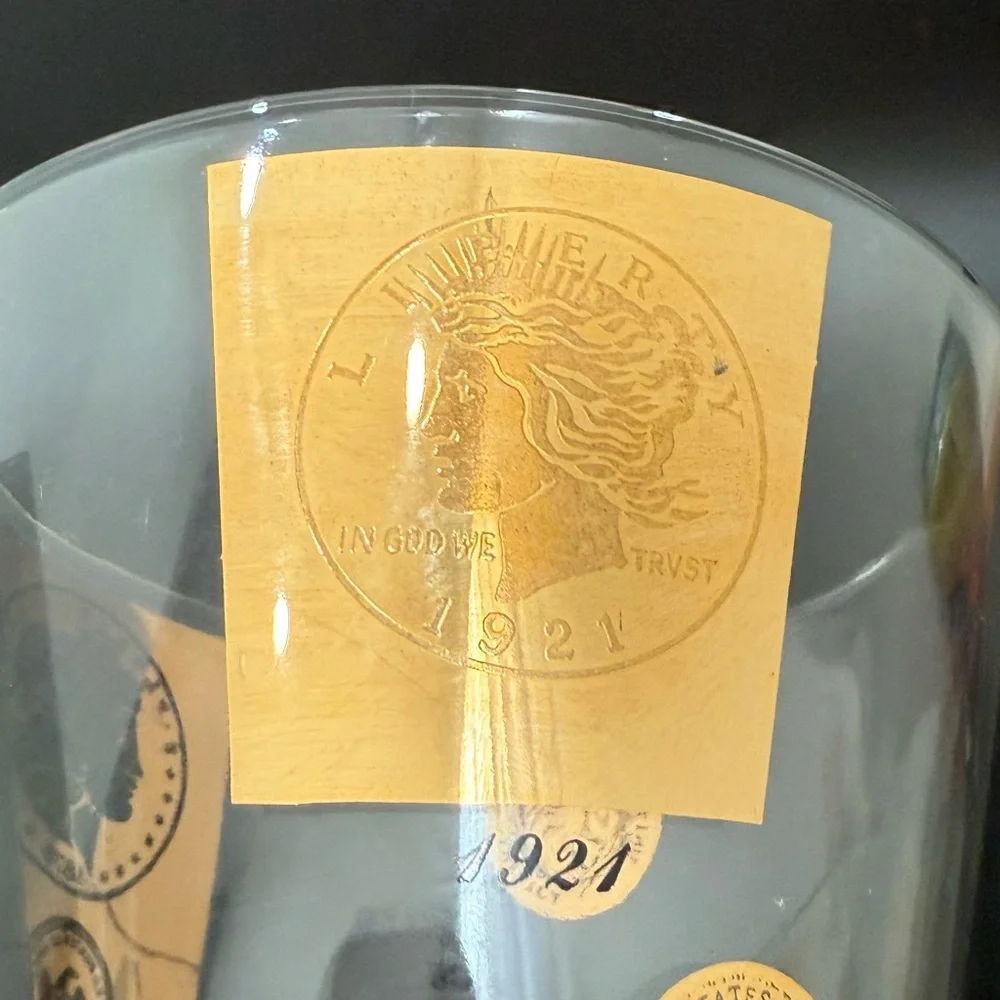 Vintage Mid Century Modern CERA Glass 22K Gold Coins of the World Ice Bucket
